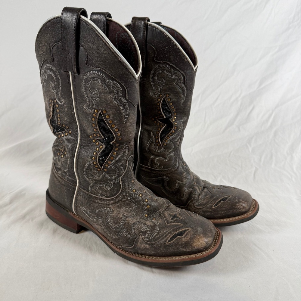 Laredo Women 5660 Distressed Leather Spellbound Western Cowboy Boots Brown 8.5 M